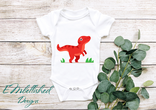 Designs Red TRex Baby Onesie