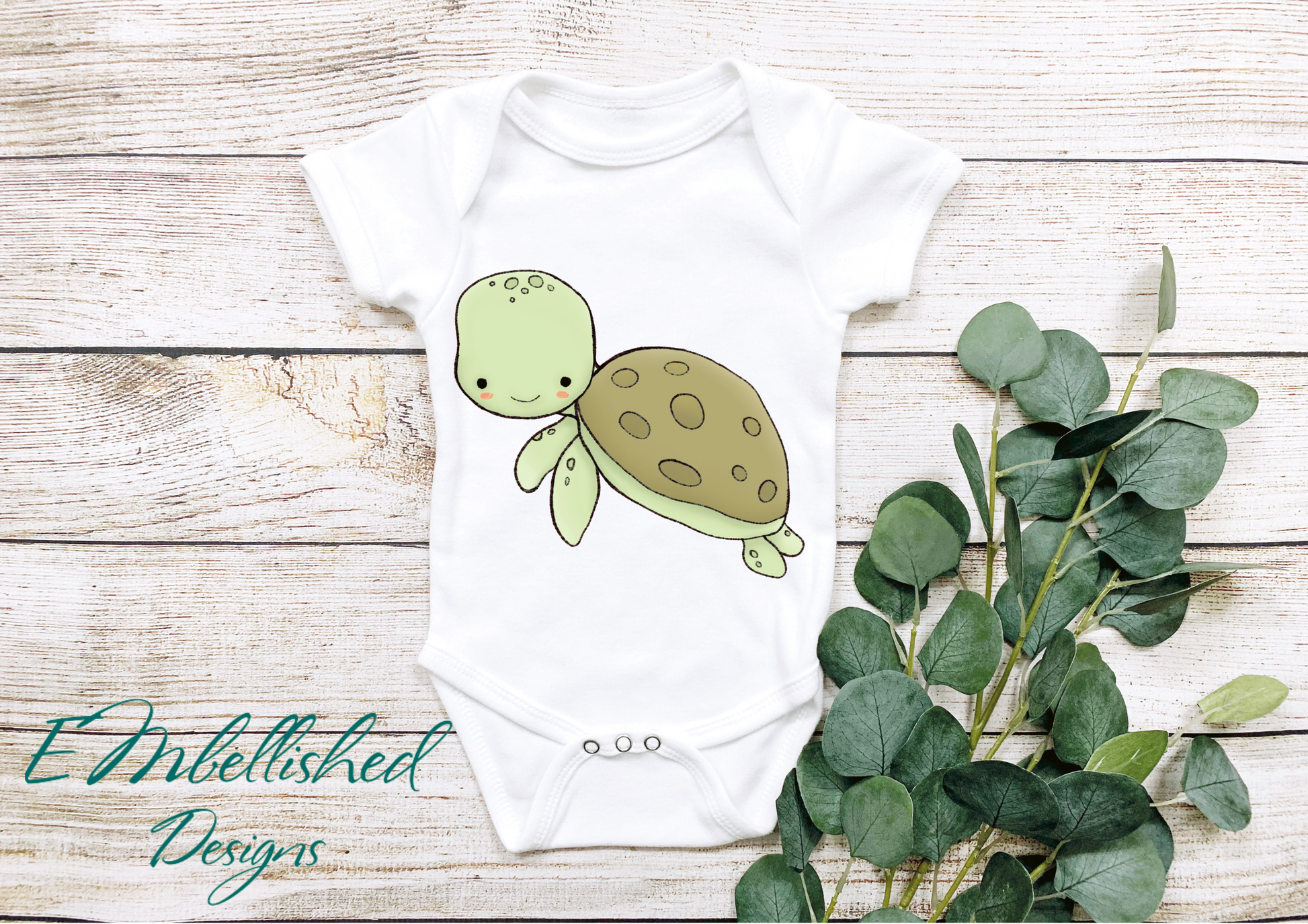 EMbellished Designs Baby Onesie Turtle Detail